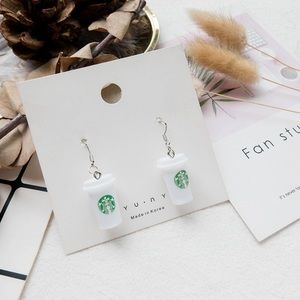 🛍 Mini Coffee Cup Kitschy Earrings Starbucks New